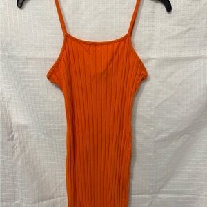 Orange Ribbed Dress